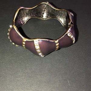 Purple Rhinestone and Silver Cuff